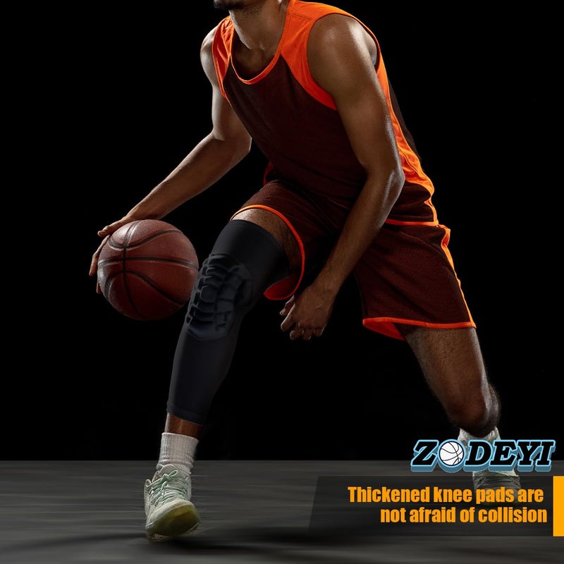 ZODEYI Knee Pads Wrestling Knee Sleeve Compression Leg Sleeves for Volleyball Basketball, Knee Compression Sleeve for Youth and Adult(Black_XL_2 Pcs) - Image 2